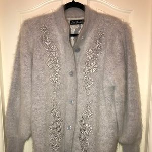 Lee Sands Missy Grey Angora Blend Cardigan